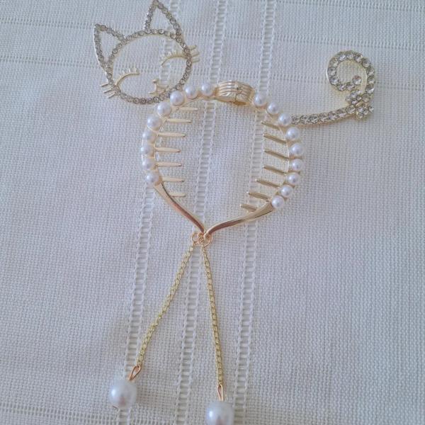 Pearl Tassel Rhinestone Hair Clasp Bun Maker