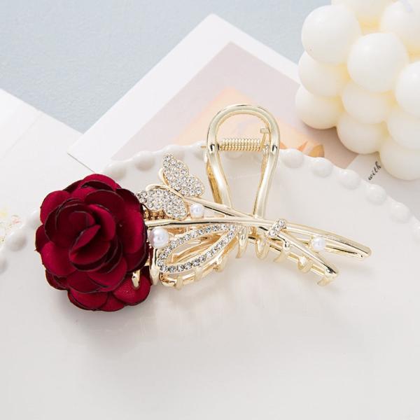 Rose Butterfly Rhinestones Hair Clip