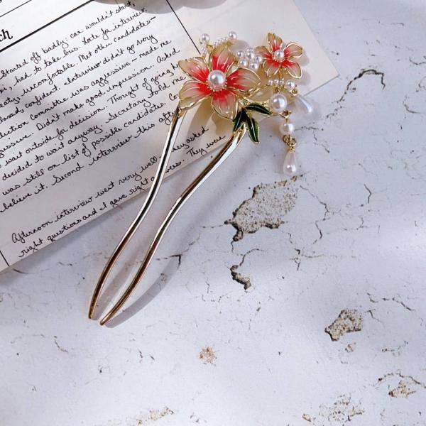 Pearl Hairpin Butterfly Tassel Shaped Hair Flower